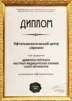 Диплом клиники Зрение